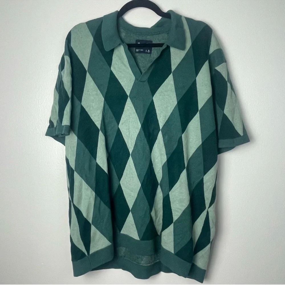 Abercrombie & Fitch Argyle Johnny Collar Sweater Polo - Picture 2 of 4